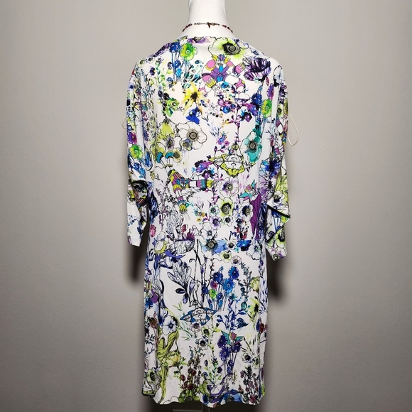 Roberto Cavalli Luxury White Jersey Astro Garden Floral Robot Dress MSRP $1190 - Picture 5 of 14